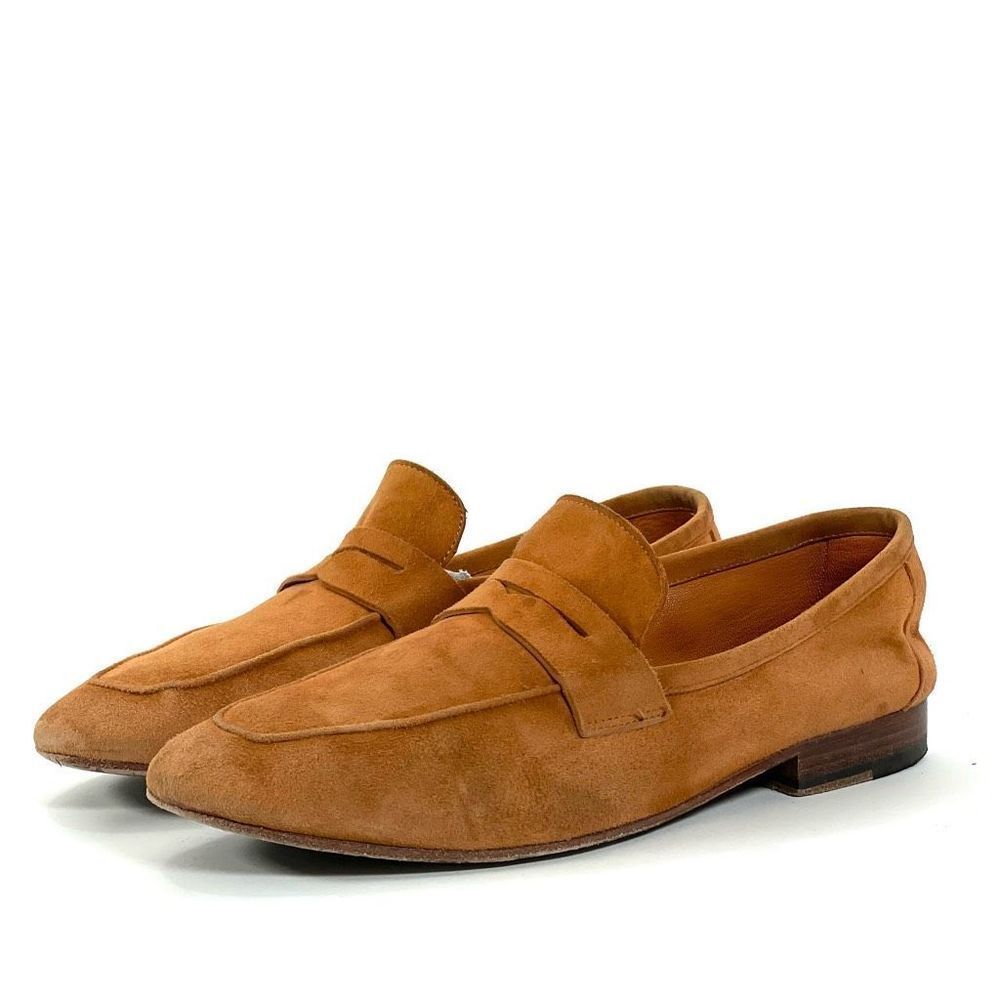 M. Gemi Tan Suede Penny Loafers